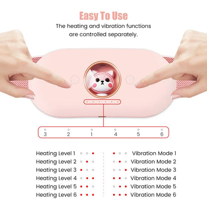 Portable heating pad for menstrual pain relief with self-massage function.