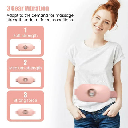 Portable heating pad for menstrual pain relief with self-massage function.