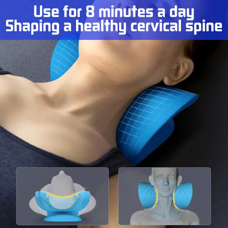 Spine-Aligning Pillow for Neck Stretching, Muscle Relaxation, and Pain Relief